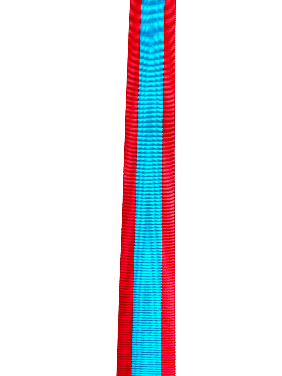 Ruban moiré turquoise liseret rouge 4 cm